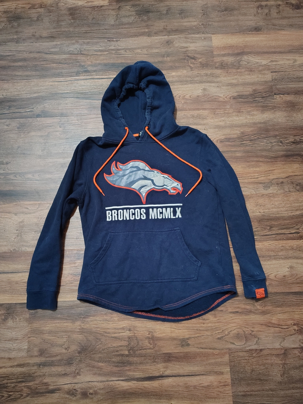 NFL Navy Pullover Hoodie with Orange Accents